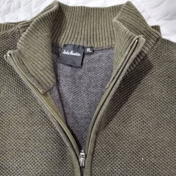 JAKE AUSTIN GREEN 1/4 ZIP HIGH COLLAR SWEATER 100% COTTON MEN SIZE XL - Picture 1 of 7
